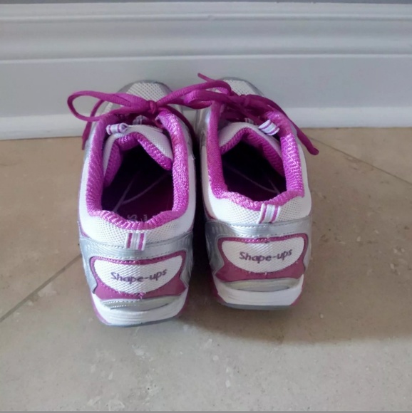 Skechers Shape Ups Silver Pink Glitter Sneakers 8 - Picture 6 of 6